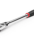 3/8 Inch Drive Flex Head Long Ratchet With Comfort Grip Non Quick Release 180 Degree Swivel 9 Detent Angles 90 Tooth Gear