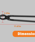 Heavy Duty 12 Inch Mandrel Jaw Tongs For Metal Shaping And Bending dimensions, 11.61x1.57 inches, durable blacksmith tool