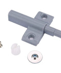 Ten Pack Silent Push Open Cabinet Door Catches With Sticky Bumpers To Keep Kitchen Cupboards Wardrobes And Drawers Closed Without Noise Or Hardware Damage, grey ABS latch and included screws.