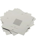 Stack of 10 stencil templates from BGA Reballing Kit 90mm Reball Station Fixture Jig Set With Metal PCB Holder, Durable Silver Precision.