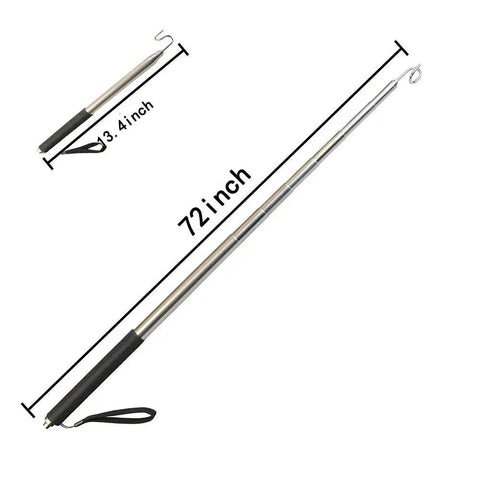 Telescoping Magnetic Pickup Tool With Hook, 72 Inch Reach, Collapses To 13.4 Inches, Stainless Steel Grabber That Lifts Up To 15 Lbs, Great For Wires, Nails, Keys And Small Parts, Pocket Sized And Ready For Ceiling And Floor Cleanup