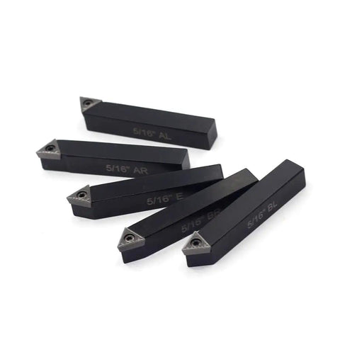 Five Sixteenth Inch Mini Lathe Indexable Carbide Turning Tool Holder Kit With TCMT090204 Inserts showing 5 holders