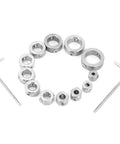 Stainless Steel Drill Depth Stop Collar Set For High Carbon Steel Drills, 12 Piece Lightweight Limit Rings With Screw On Collars