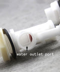 Adjustable Aquarium Float Valve Built Badass Tough For Low Pressure Water Control Featuring Massive Flow Capacity Durable Pom Construction Anti Backflow Protection No Fuss Setup For Chemical Tanks Three To Four Inches, highlighting the water outlet port.