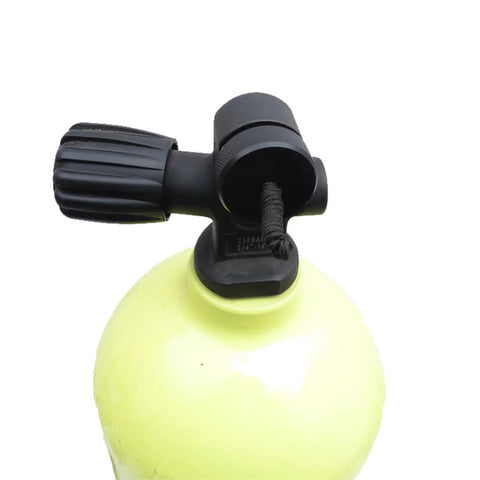 DIN Tank Valve Dust Plug Cap Protector End Cap With Cord on yellow cylinder