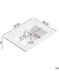 24 Inch Bathroom Vessel Sink, Ceramic Vanity Sink Top with Pre-Drilled Holes, dimensions and design overview.