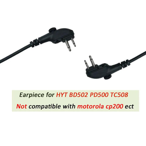 Two Pin Speaker Microphone For HYT Hytera Radios Walkie Talkie Compatible With BD500 BD502i PD560 PD502 PD530 connectors close-up