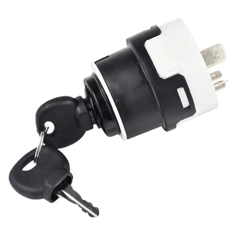 Heavy Duty Ignition Switch 09730212 With Dual 7 Pin Connectors For Linde Forklift Replacement Part with keys attached.