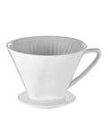 Porcelain Coffee Dripper Size Four, White Ceramic, Manual Pour Over Filter Holder For Smooth Drip Coffee, Dishwasher Safe