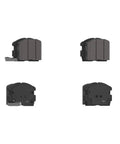 EC1275 Ceramic Rear Disc Brake Pad Set For Chevrolet Equinox OE Style Fit Quiet Operation With Three Layer Shim Daily Driving Reliability And Smooth Responsive Stopping Power in side and back views.