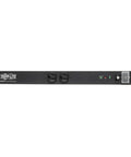 Isobar Rackmount Surge Protector Power Strip With 12 Outlets, 20A and 3840 Joules, 15ft Cord, 1U Rack Mount, front view showing outlets
