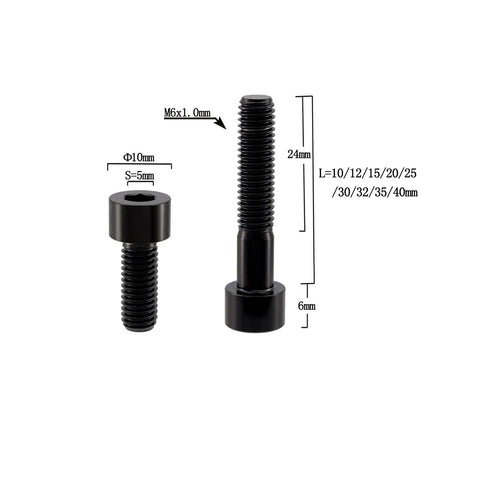 Heavy Duty Titanium Socket Head Bolts M6x1.0x30mm Black Din912 Hex Cap Screws 5 Pack shown with dimensions and details.