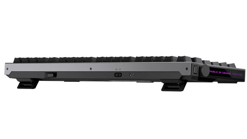 Side view of Game Ready 96 Percent Layout Wireless Mechanical Gaming Keyboard featuring hot swappable switches and sleek design.