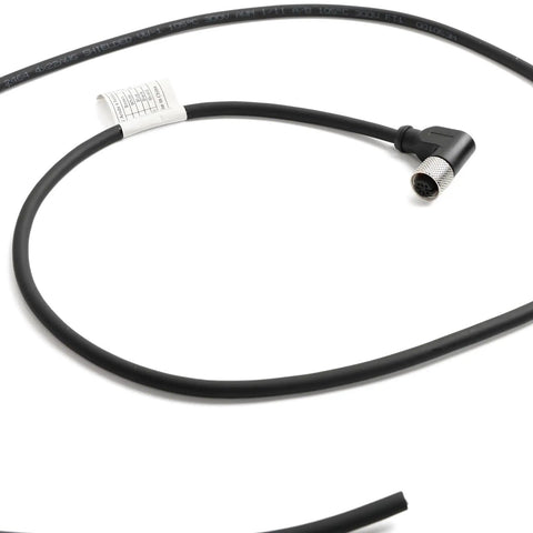 Right Angle M12 4 Pin Female A-Code Sensor Plug Cable with 22 AWG PVC Jacket, Shielded Connector, 2m length, ideal for automation equipment.