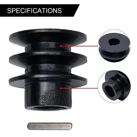 Honda 20 Mm Bore Double V Belt Pulley With A Belt Groove For 168F 170F GX110 GX120 GX200 7HP Engines Black Steel Convex Head