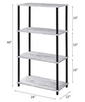 Dope Industrial Style 4 Shelf Bookshelf With Antique White Shelves And Black Powder Coated Metal Frame for books decor or collectibles