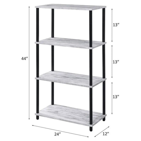 Dope Industrial Style 4 Shelf Bookshelf With Antique White Shelves And Black Powder Coated Metal Frame for books decor or collectibles