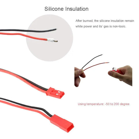 20 AWG Silicone JST RCY 2 Pin Battery Connector Wire Set For RC Toys Flexible Heat Resistant Silicone Insulated