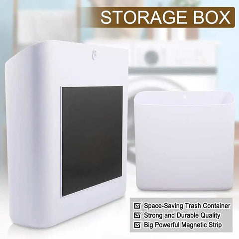 Magnetic Laundry Storage Bins, 2 Pack Lint Holder Trash Bins for Dryer or Washer in Gray White, wall mount design