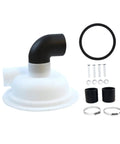Heavy Duty Cyclone Separator Cover For Vacuum Dust Collection No Fuss Replacement Cover with black elbow and mounting hardware.