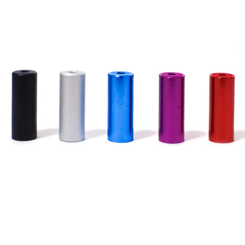 Five colorful pieces from 50 Piece Aluminum Alloy Bike Cable End Caps Kit For 4mm And 5mm Derailleur And Brake Wires Ferrule Set For Shifter Housings.