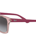 RJ9071S Kids Square Sunglasses for Narrow Faces, Transparent Pink Frame With Light Gray Gradient Lenses, side view