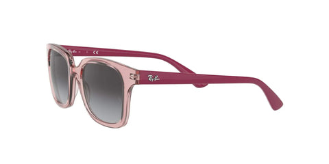 RJ9071S Kids Square Sunglasses for Narrow Faces, Transparent Pink Frame With Light Gray Gradient Lenses, side view