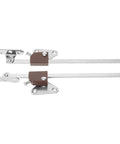 Set Of 2 Iron Cabinet Lid Support Hinges With Lift Off Design, Heavy Duty Stability, side view of hinges with brown accents