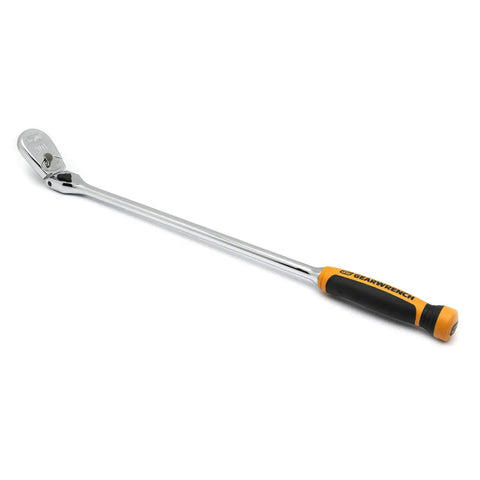 Half Inch Drive 90 Tooth Dual Material Locking Flex Head Teardrop Ratchet With Twenty Four Inch Reach For Tight Spaces Nine Locked Angles