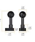 Ball Joint Mounting Adapter For Scuba Dive Lights Compatible With D900V And D910V, aluminum, side view with measurements.