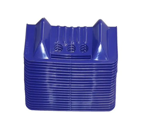 20 Pack 4x4x10 Blue Corner Protector V Shaped Edge Guards For Flatbed With Carrying Case, stacked blue plastic pieces