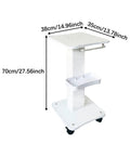 Premium Iron Wood Aluminum Salon Trolley With Smooth Rubber Wheels Built Tough Rolling Beauty Station Cart For Hair Stylist Tool Storage And Salon Floor Organization Game Changer, dimensions shown.