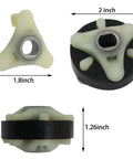 Set Of 2 Metal Core Motor Coupling Kit For Washer Drive System, dimensions shown, durable steel core for smooth operation