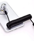 Secure 6 Foot Cut Resistant Laptop Lock Cable with 360 Degree Rotating Lock attached to a smartphone for anti-theft use