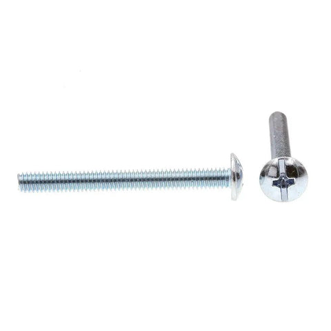 Premium Zinc Plated Steel Machine Screws With Truss Head And Slotted Phillips Combo Drive 8 32 By 1 5 8 Inch Length Pack Of 75 shown with silver finish.