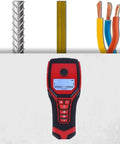 Heavy Duty Digital Wall Scanner And Stud Finder shows wire, wood, and metal detection modes for precise use.