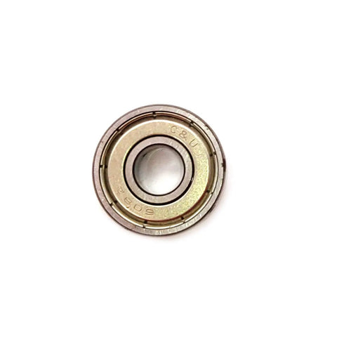 Top view of 608-ZZ deep groove ball bearing, 8x22x7 mm, double metal shields.