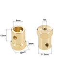 8mm Hex Brass Shaft Coupler Flexible Motor Connector For RC Cars And Wheels Set Of Four with dimensions labeled