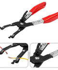 Premium One-Handed Car Wire Welding Clamp 240mm Adjustable Ratchet Tool for Precision Soldering And Tight Joints Without A Tremor with red handles.