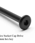 Toughest M6 X 100MM Black Allen Bunk Bed Bolts With Barrel Nuts And Hex Wrench Includes Twelve Heavy Duty Furniture Fasteners close-up showing hex socket cap drive.