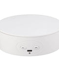 Heavy Duty Electric Rotating Display Stand With 6.6lb Load Capacity showing white top view with control panel for photography and showcase.