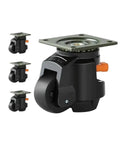 Heavy Duty 4Pc Swivel Caster Wheels Featuring Slick Rubber Pads Adjustable Height Leveling Bolts smooth rolling wheels set.