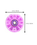 Light Up Quad Skate Wheels Set of 4 with Bearings for Indoor and Outdoor Roller Skates, Iridescent Pink Purple Glow, 2.3 in size