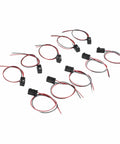 Nine sensors with wires for Arduino, labeled "Five Pack IR Break Beam Sensor Module Photoelectric Switch For Arduino And Robotics Projects With 2ms Response Time At 3-5V DC Compact 20x10x8mm Great For DIY Prototyping And Automation" arranged on white background