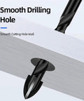 Heavy Duty Cross Hex Drill Bit Set With Hole Saw For Glass Ceramic Wood Plastic Tile Plus Metal Alloy Construction Featuring Tungsten Carbide Tips during smooth drilling.
