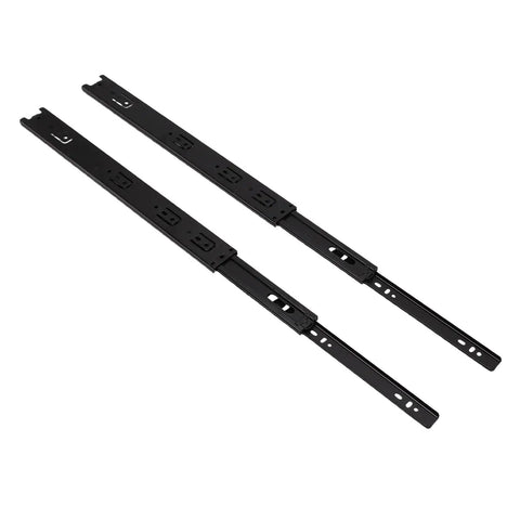 16 Inch Beefed Up Drawer Slides With Full Extension Ball Bearing Rails 100Lb Capacity Twelve Point Five Millimeter Thick Cold Rolled Steel Rubber Pads Ideal For Kitchen Dresser Desk Office Cabinets, black