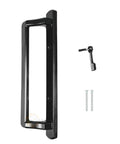 10 Inch Interior Sliding Door Handle For Glass Patio Doors Replacement With 3-7/8 Inch Hole Spacing, Diecast Black Finish, and screws