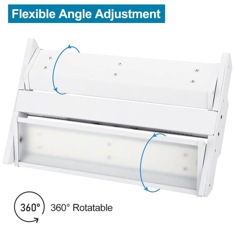 LED High Bay Shop Light Two Pack 150W 21000 Lumens 5000K with flexible angle adjustment feature shown