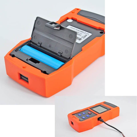 2 In 1 Optical Power Meter And Visual Fault Locator For Fiber Optic Testing With Rechargeable Battery showing battery compartment