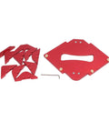 Rock Solid Router Table Corner Jig With Rugged Aluminum Radius Template Set with red templates and hex wrench for DIY woodworkers.